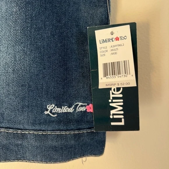 NEW Limited Too Kids Vest sz 8 Blue‎ Denim Button Up Jewelled Cotton Casual - Picture 7 of 12